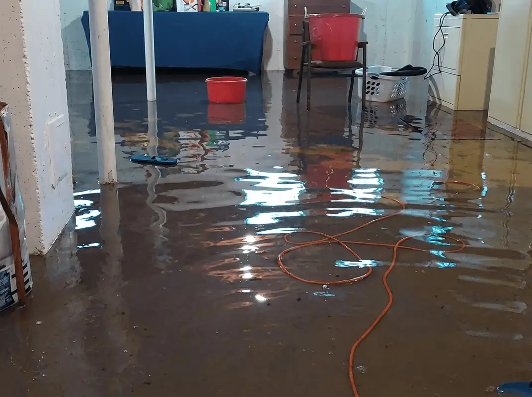 Basement with boiler, cabinets and washing machine completely flooded in Los Angeles, CA