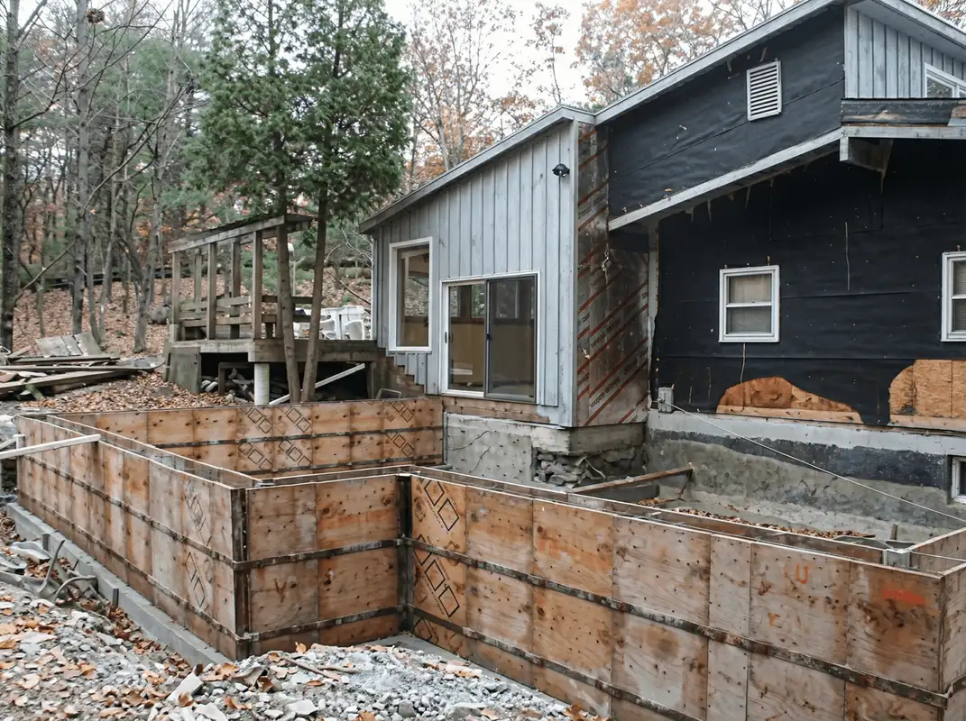 Prepared site with foundation forms for home remodeling and addition project in Los Angeles, CA